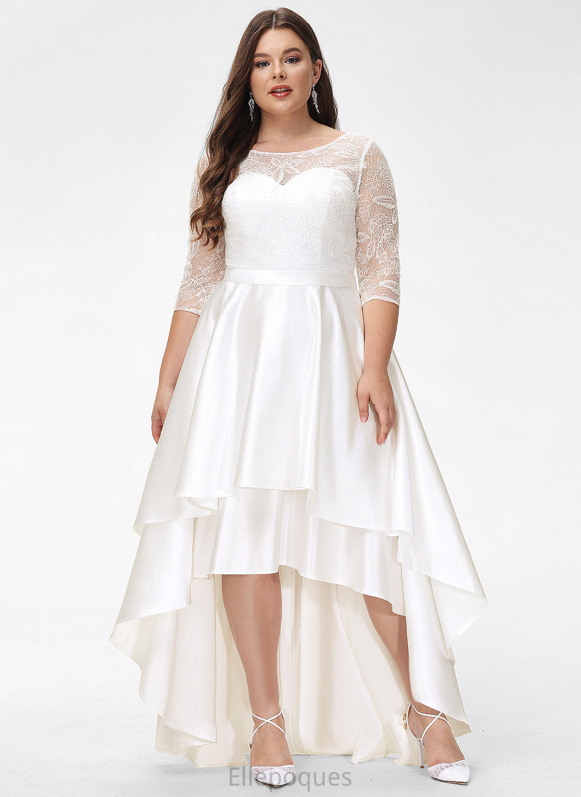 Wedding Dresses Wedding Scoop Lace Regina A-Line Satin Asymmetrical Dress