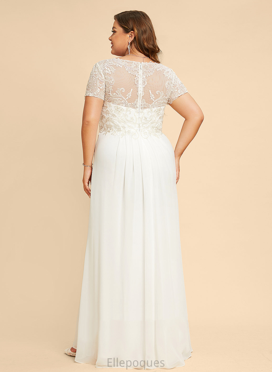 Chiffon With Lace Kaelyn A-Line Floor-Length Dress Wedding Dresses V-neck Wedding