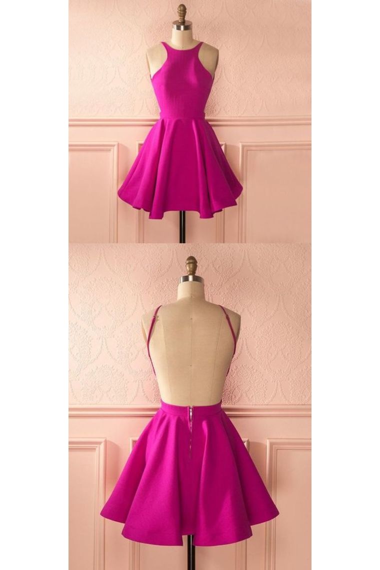 A Line Backless Short Mini Homecoming Dress