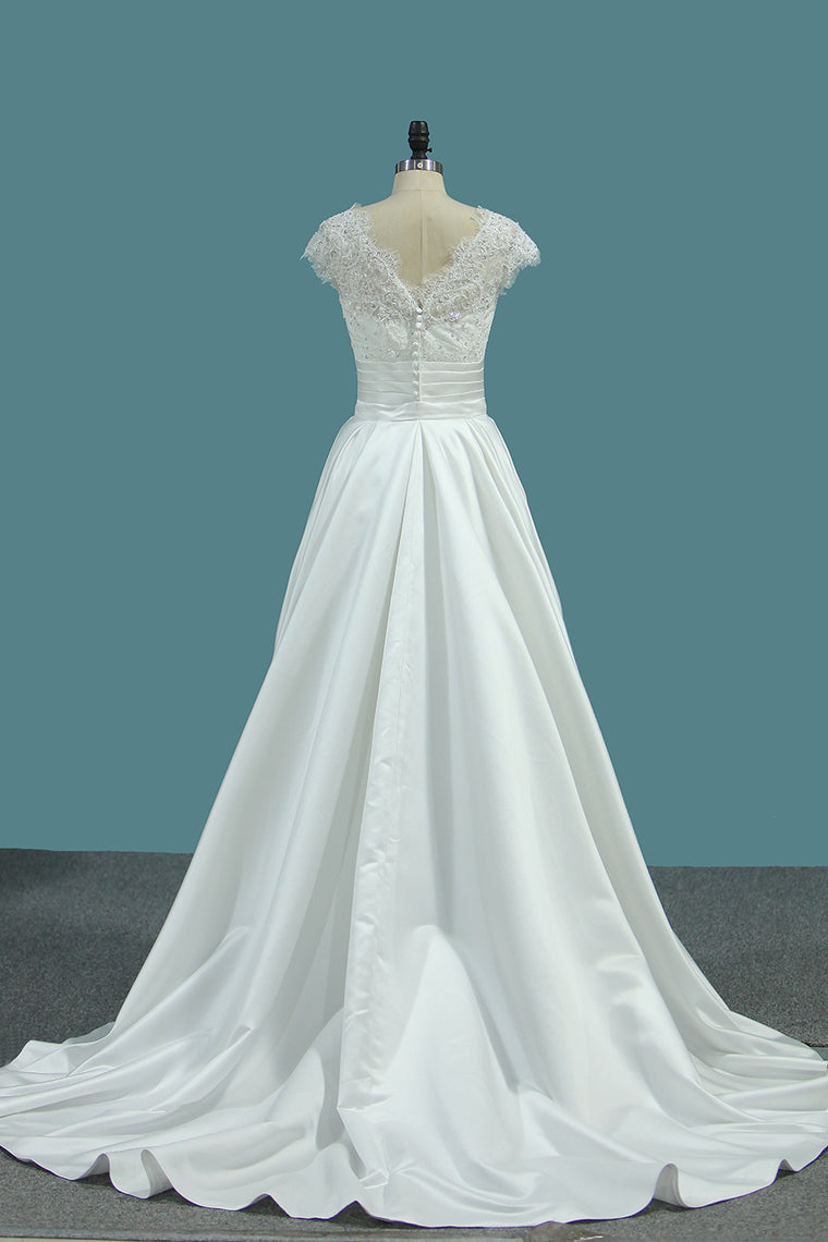 2024 Satin Mermaid Scoop Wedding Dresses With Ruffles Court Train Detachable