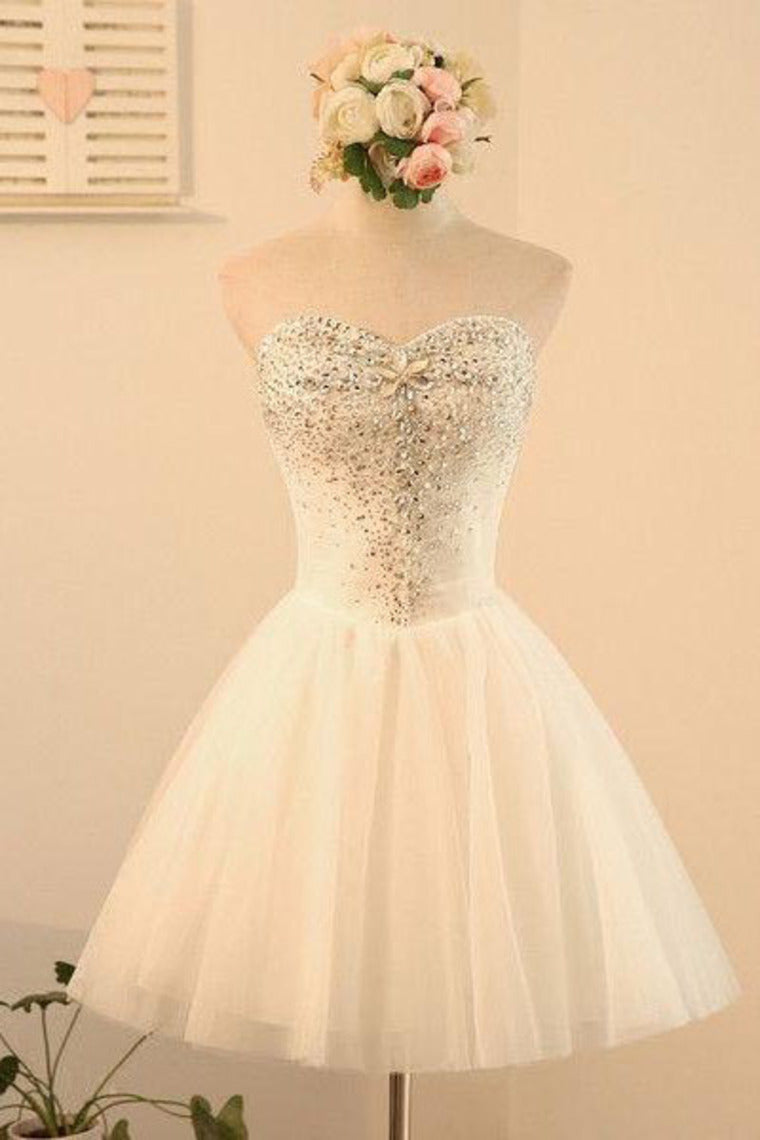 2024 Sweetheart Homecoming Dresses A Line Tulle With Beads Above Knee Length