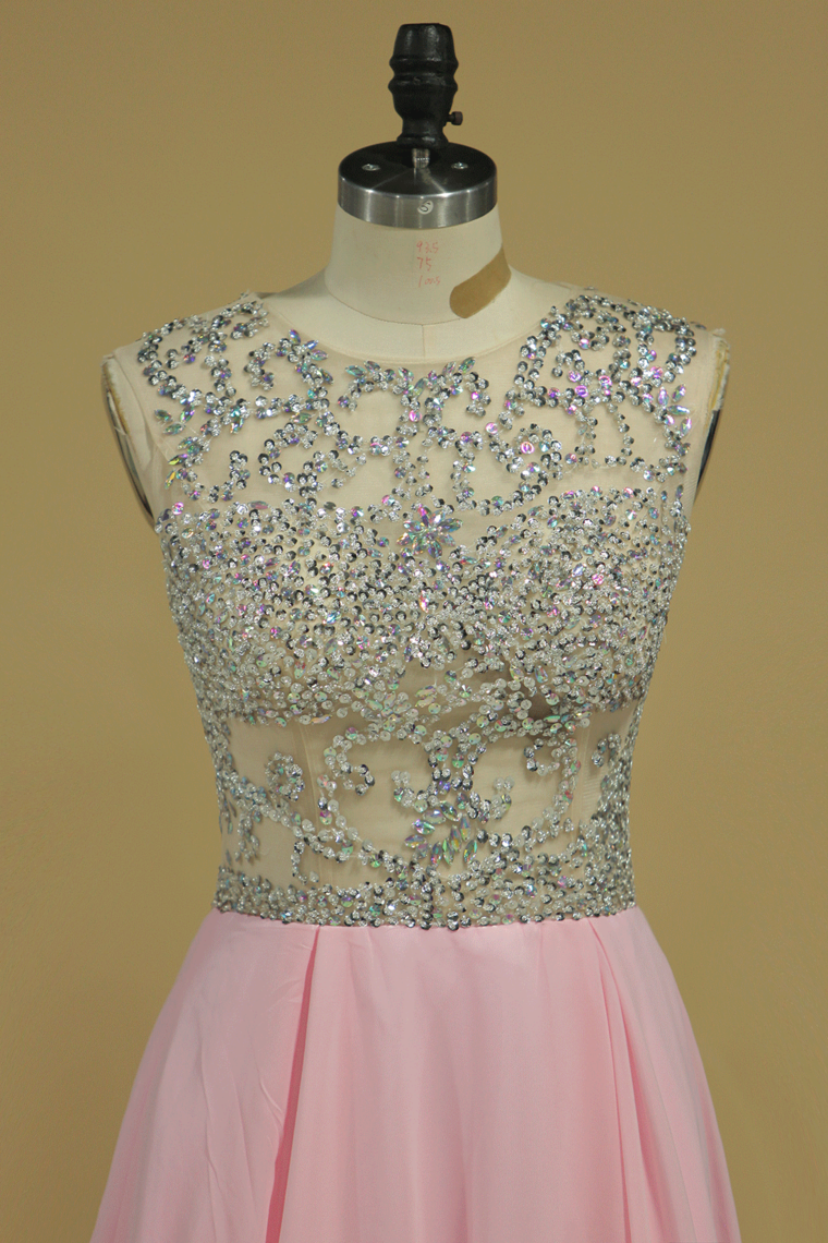 2024 Homecoming Dresses Scoop Beaded Bodice Short/Mini Chiffon A Line